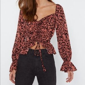 *NWT Ruched Leopard Blouse🐆